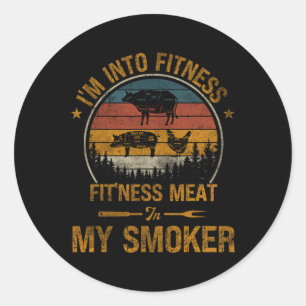 Pegatina Redonda Estoy en la carne apta para el fitness en mi graci