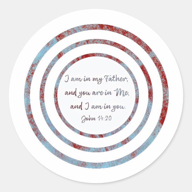 Pegatina Redonda Estoy en mi padre John 14:20 (Anverso)