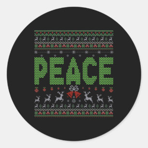 Pegatina Redonda Estoy en paz, estoy en paz con Navidades feos