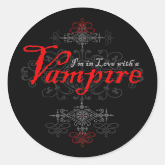 Pegatina Redonda Estoy enamorada de un vampiro