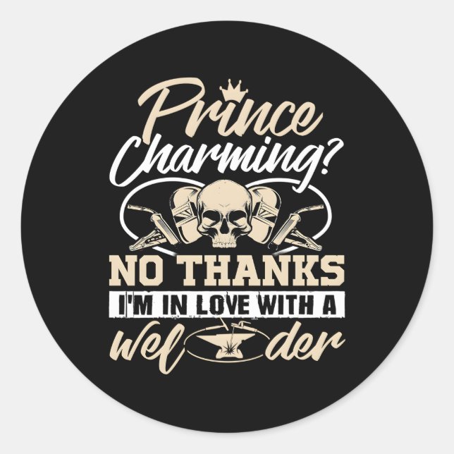 Pegatina Redonda Estoy Enamorado De Un Soldado. Soy Un Soldador. (Anverso)