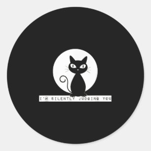Pegatina Redonda Estoy Juzgando Silenciosamente A Ti Gato Stare Mem
