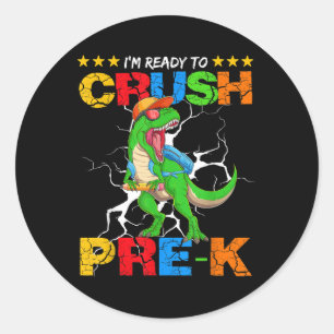 Pegatina Redonda Estoy listo para aplastar al T Rex de pre-k de vue