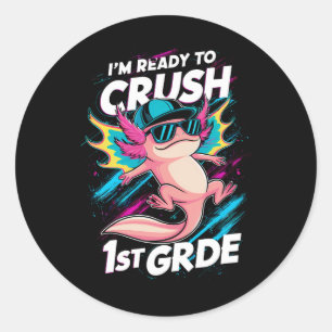 Pegatina Redonda Estoy listo para aplastar la escuela secundaria Ax