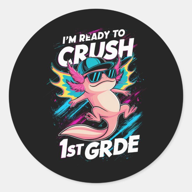 Pegatina Redonda Estoy listo para aplastar la escuela secundaria Ax (Anverso)