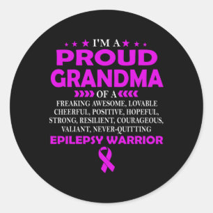 Pegatina Redonda Estoy Orgullosa Abuela De Epilepsy Warrior T