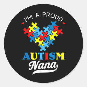 Pegatina Redonda Estoy Orgullosa De Que Nana Autism Awareness Heart