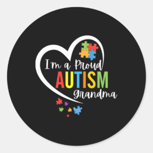 Pegatina Redonda Estoy orgullosa de ser una abuela que ama al autis