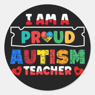 Pegatina Redonda Estoy Orgulloso De Autismo Y Sensibilización Sobre