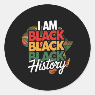 Pegatina Redonda Estoy Orgulloso de la Historia Negra Afro Melanina