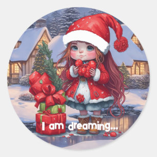 Pegatina Redonda Estoy soñando. Navidad