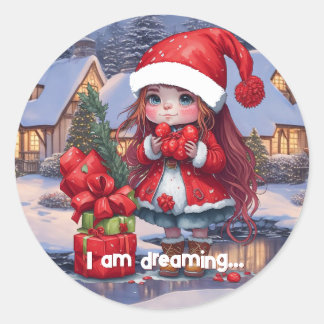 Pegatina Redonda Estoy soñando. Navidad