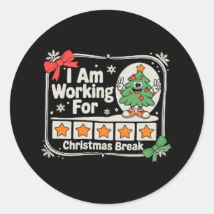 Pegatina Redonda Estoy trabajando para el descanso de Navidad Profe