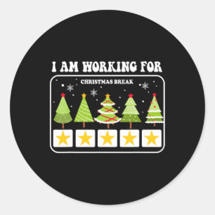 Pegatina Redonda Estoy Trabajando Para Navidades Romper Árbol De Na