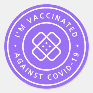 Pegatina Redonda Estoy Vacunado   Purple Covid 19 Band-Aid