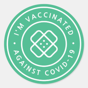 Pegatina Redonda Estoy Vacunado   Vacuna Covid Green Bandaid