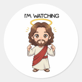 Pegatina Redonda Estoy viendo - Jesús reacciona