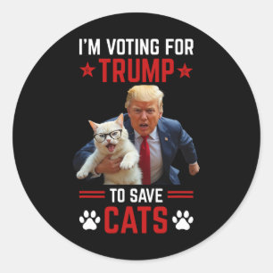 Pegatina Redonda Estoy votando por Trump para salvar a los gatos qu