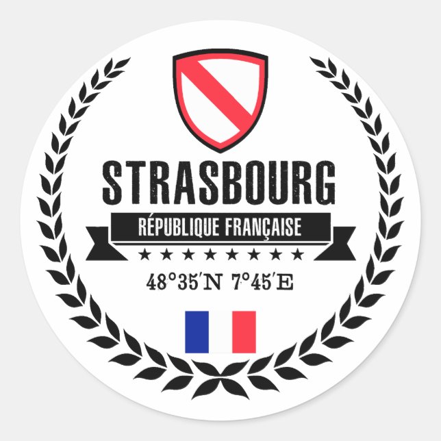 Pegatina Redonda Estrasburgo (Anverso)