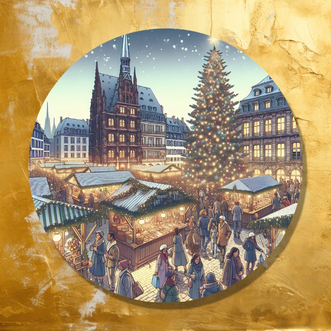 Pegatina Redonda Estrasburgo, Francia Feliz Navidad Joyeux Noël (Subido por el creador)