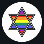 Pegatina Redonda Estrella arcoiris del orgullo gay personalizable d<br><div class="desc">Estrella arcoiris del orgullo gay personalizable de David</div>
