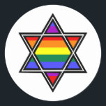 Pegatina Redonda Estrella arcoiris del orgullo gay personalizable d<br><div class="desc">Estrella arcoiris del orgullo gay personalizable de David</div>