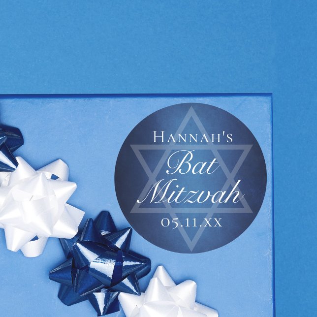 Pegatina Redonda Estrella azul de David Personalizado Fiesta Bat Mi (Subido por el creador)