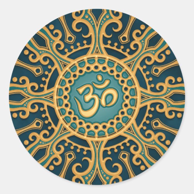 Pegatina Redonda Estrella azul de oro (Anverso)