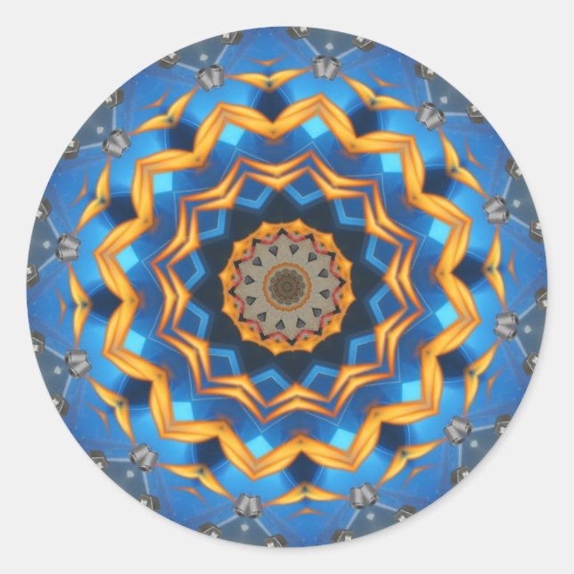 Pegatina Redonda Estrella azul y dorada (Anverso)