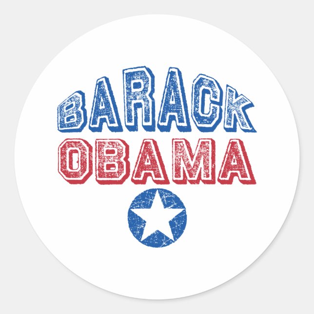 Pegatina Redonda Estrella Barack Obama (Anverso)