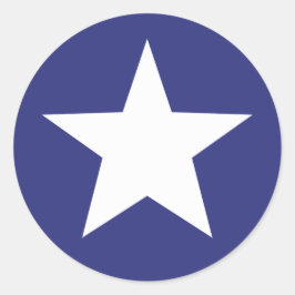 Pegatina Redonda Estrella blanca patriótica sobre azul
