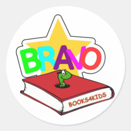 Pegatina Redonda Estrella Bravo para Bookworms