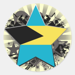Pegatina Redonda Estrella de Bahamas