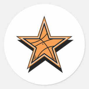 Pegatina Redonda Estrella de baloncesto