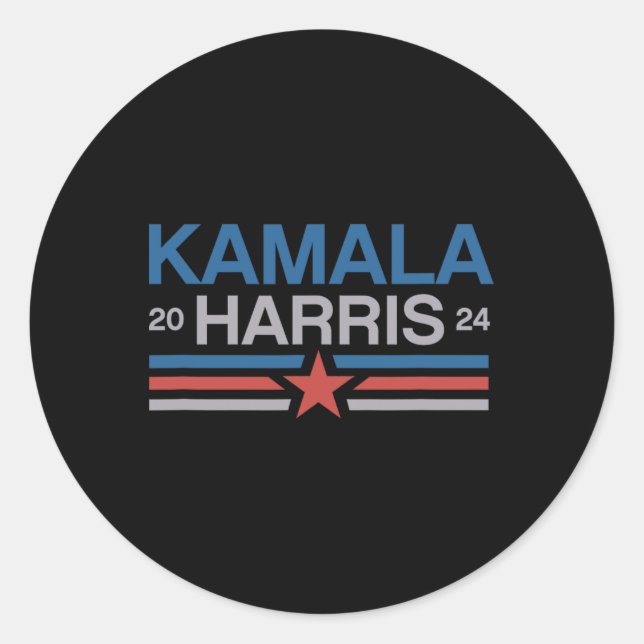 Pegatina Redonda Estrella de banda retro audaz Harris 2024 (Anverso)