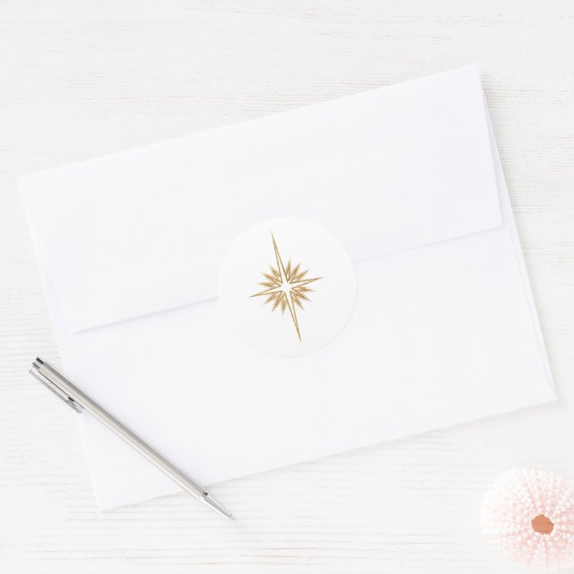 Pegatina Redonda Estrella de Belén Natividad Navidad Elegante (Sobre)