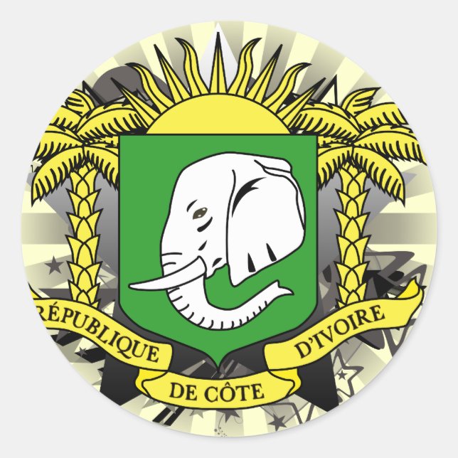 Pegatina Redonda Estrella de Costa de Marfil (Anverso)