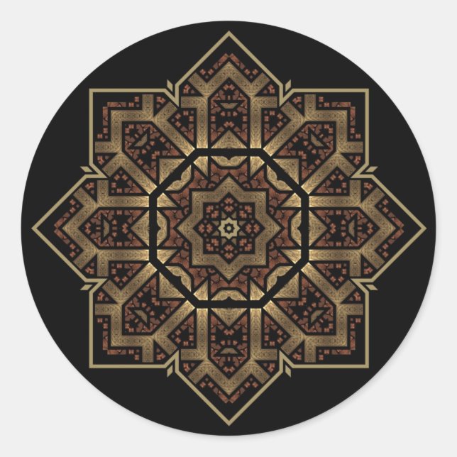 Pegatina Redonda estrella de cristal manchado (Anverso)