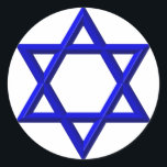 Pegatina Redonda Estrella de David<br><div class="desc">Estrella de David - Disponible en azul u oro. Puede agregar sus propias palabras,  imágenes y/o cambiar el color de fondo utilizando las excelentes herramientas de personalización de Zazzle. Esta imagen está disponible en docenas de otros productos también.</div>