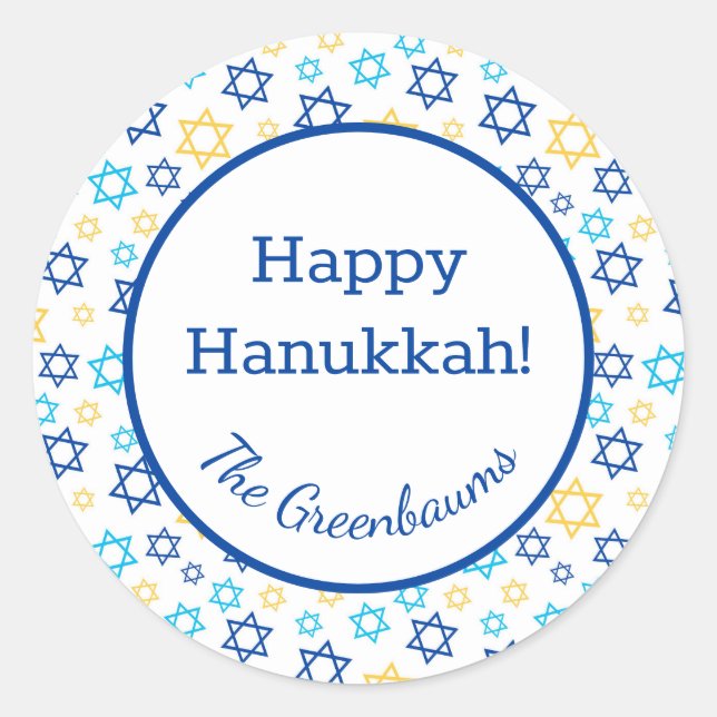 Pegatina Redonda Estrella de David (Anverso)