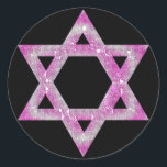 Pegatina Redonda Estrella de David con joyas púrpura<br><div class="desc">Estrella de David bonito en un diseño con joyas rosa/violeta... .{gráfico de MarloDeeDesigns.com}</div>