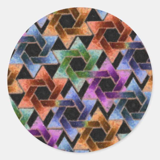 Pegatina Redonda Estrella de David Damask (Anverso)