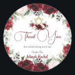 Pegatina Redonda Estrella de David en la Rubor Floral Bat Mitzvah<br><div class="desc">Personalice estas etiquetas de pegatina de moda con su propia redacción de forma fácil y rápida, simplemente pulse el botón personalizar it para reorganizar y formatear el estilo y la ubicación del texto. Perfecto para quinceañera, dulce 16, fiesta de cumpleaños, boda, ducha de novia, ducha de bebé y muchas más...</div>