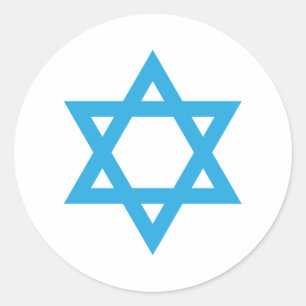 Pegatina Redonda Estrella de David Estrella Azul Israelí Día de la