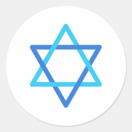 Pegatina Redonda Estrella de David Estrella Azul Israelí Día de la 