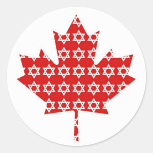 Pegatina Redonda Estrella de David Maple Leaf Bandera Canadiense, R