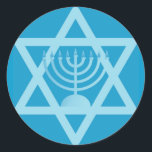 Pegatina Redonda Estrella de David Menorah<br><div class="desc">(varios productos seleccionados)Símbolos de Hanukah</div>