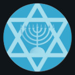 Pegatina Redonda Estrella de David Menorah<br><div class="desc">(varios productos seleccionados)Símbolos de Hanukah</div>