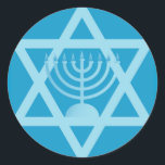 Pegatina Redonda Estrella de David Menorah<br><div class="desc">(varios productos seleccionados)Símbolos de Hanukah</div>