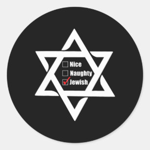 Pegatina Redonda Estrella De David Nice Naughty Jewi En Hanukkah Na